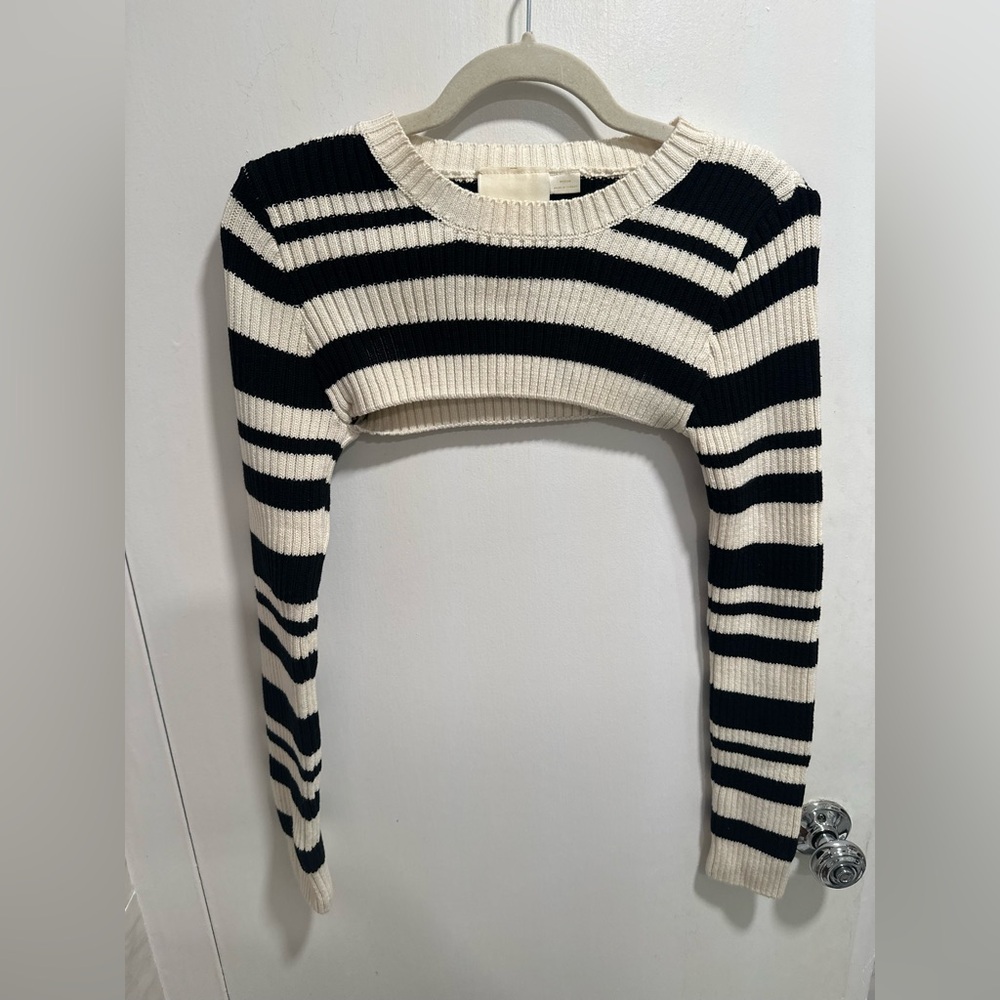 Anthropologie Maeve Striped Knit Top in Black and White